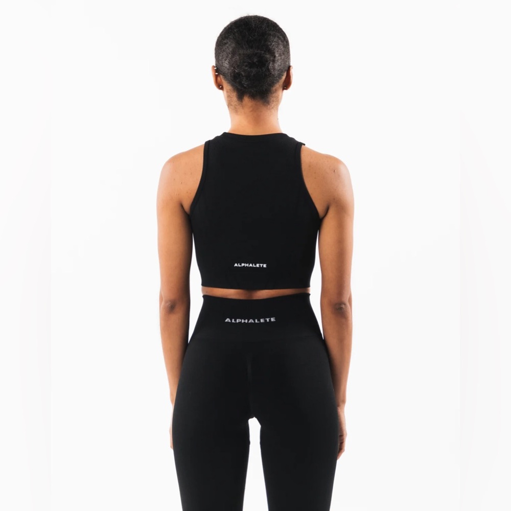 Alphalete Black Ribbed Cropped Tank Top - Picture 11 of 13